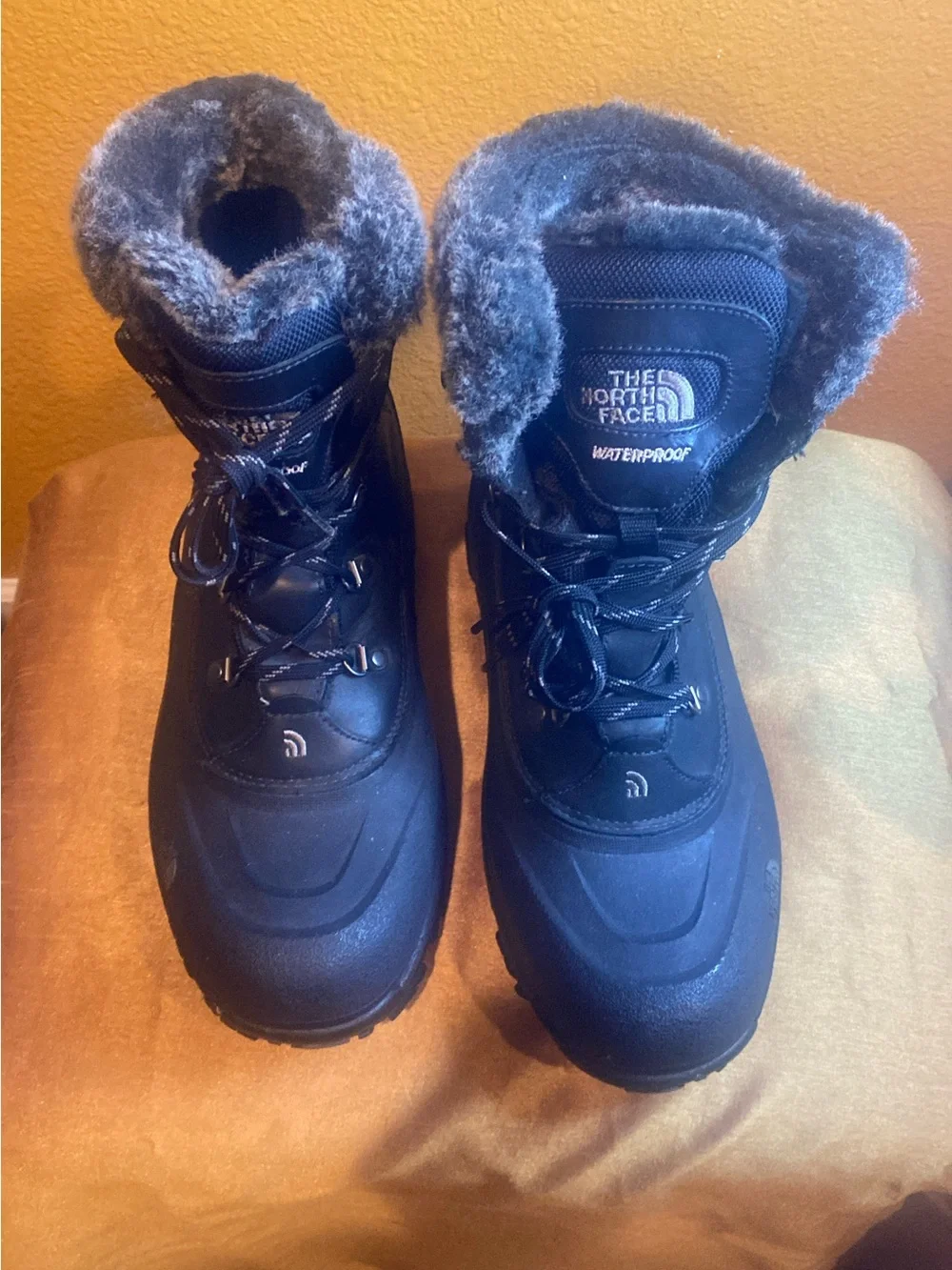 The North Face Black Waterproof Fur-Trim Winter Boots